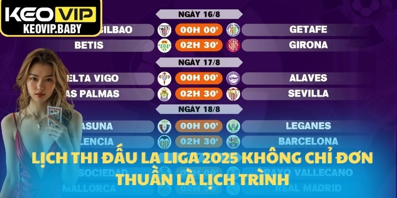 Lịch Thi Đấu La Liga 2025 – Keovip Cập Nhật Cả Mùa Giải 1 Lịch thi đấu La Liga 2025 không chỉ đơn thuần là lịch trình
